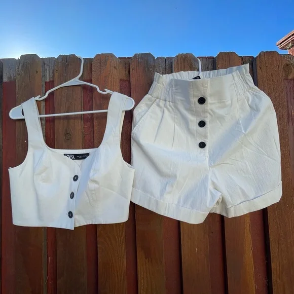 Zara matching set- white, size medium for both - Picture 2 of 4